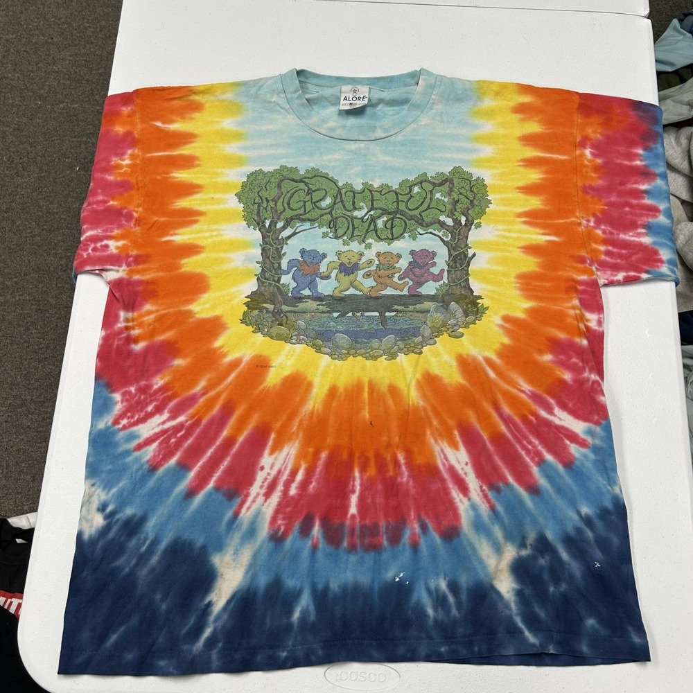 Alore Grateful Dead T-Shirt Mens 2XL Multi-Color Vintage Tie-Dye 1990s Graphic